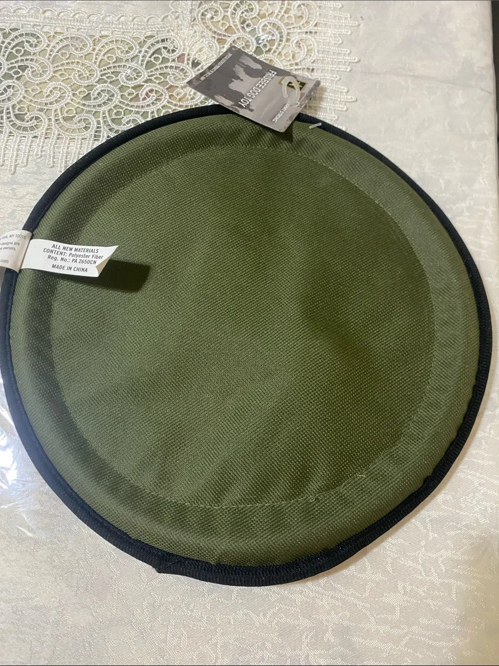 U.S. Army Olive Green and Black Frisbee Dog Toy